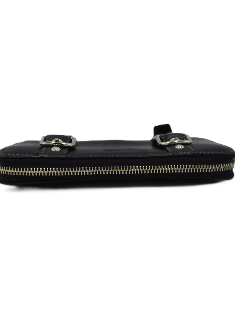 Coach Zoe Double Buckle Zip Around Clutch Wallet | Black Leather | Purple | VGUC - Picture 6 of 14